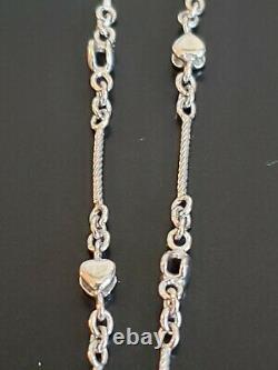 14k Italian White Gold Heart Station Bracelet