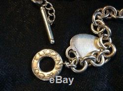 16 Hallmarked Silver 925 Tiffany & co. Chunky Chain T-Bar Heart Necklace Y269 J3