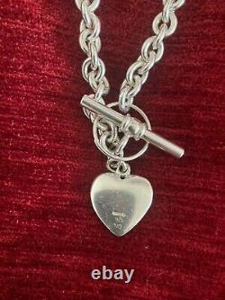 16 Sterling Silver 925 Heart T-Bar Toggle Chain Necklace 62g Solid Heavy