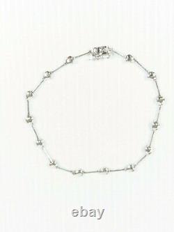 18k White Gold Omega Heart Bar Chain Bracelet 7.5 inches 5.73g