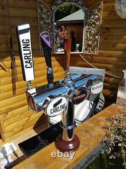 3 Tap Chrome T-bar Beer Font/pump For Man Cave/shed Pub/home Bar