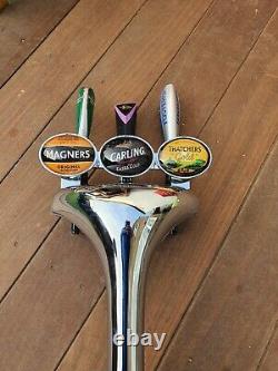 3 Way Beer Font Chrome Tap Beers Lagers Ciders Bitters Pumps Man Cave home bar