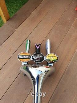 3 Way Beer Font Chrome Tap Beers Lagers Ciders Bitters Pumps Man Cave home bar