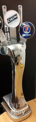 4 Tap Beer Pump Heavy Chrome Condensating Fosters Carling Sbow MANCAVE HOME BAR