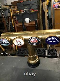 4 Tap Brass T-bar Beer Font/pump For Man Cave/shed Pub/home Bar. Refurbished