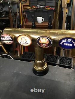4 Tap Brass T-bar Beer Font/pump For Man Cave/shed Pub/home Bar. Refurbished