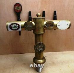 4 Way Vintage Brass Beer Font Pump Head Pub Home Bar Mansfield Brewery READ DESC
