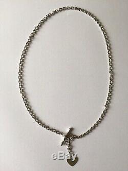 9Ct White Gold T-bar & Heart Belcher Chain Necklace (3.92g)