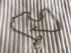 9ct 375 YELLOW GOLD T-BAR 18 CHAIN NECKLACE WITH SPARKLE HEART DROPPER PENDANT