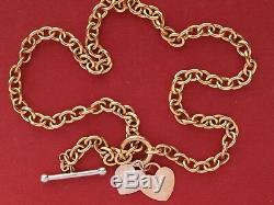 9ct 375 yellow gold 18 T-bar chain with heart charms 14.60grams