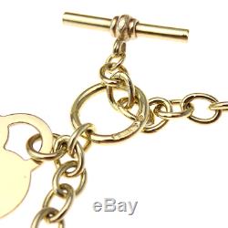 9ct Yellow Gold Bracelet With Heart Charm T-bar & Circle Catch
