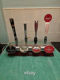 Angram 4 font Chrome and wood bar beer pump with drip trays and bracket