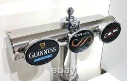 Angram style Chrome 3 beer lager drink pump tap home T bar font light mancave