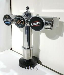 Angram style Chrome 3 beer lager drink pump tap home T bar font light mancave