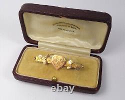 Antique Victorian hallmarked 1899 9ct Gold Sweetheart Brooch Pin in Box