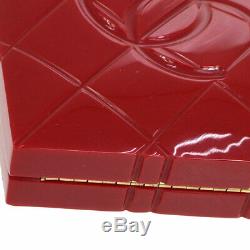Auth CHANEL Choco Bar Heart Shaped CC Clutch Party Bag Red Plastic VTG GS01907