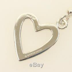 Authentic GUCCI Sterling Silver Heart T-Bar Bracelet Ball Chain MINT #Z052 MPRS