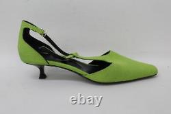 BY FAR Ladies Green Textile Kitten Heel T-Bar Bella Pumps Shoes EU39 UK6