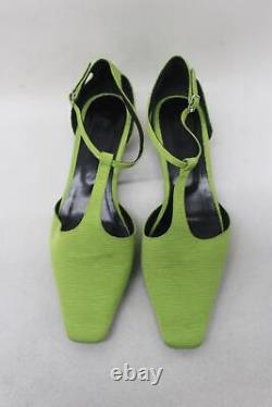 BY FAR Ladies Green Textile Kitten Heel T-Bar Bella Pumps Shoes EU40 UK7