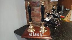Beer pump handle mount on hardwood plinth, bar display