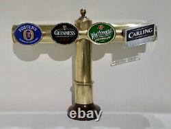 Brass LED 4 beer lager Guinness drink lit pump tap home T bar font light mancave