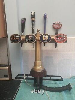 Brass T bar 4 beer pump with Fosters/Mansfield/strongbowithcarlsberg/Guinness