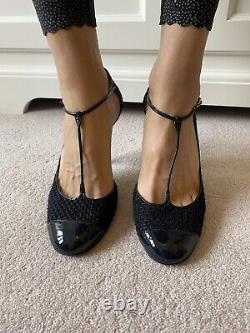 Chanel T-bar navy blue pump, EU size 42, UK 9 Perfect/ Immaculate Condition