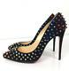 Christian Louboutin Pump 36 US6 Black Suede Studs Italy Red Sole HEELS party bar