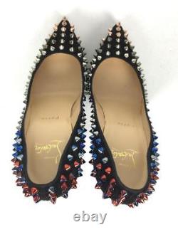 Christian Louboutin Pump 36 US6 Black Suede Studs Italy Red Sole HEELS party bar