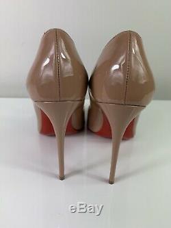 Christian Louboutin T Poppins 100 T-bar Nude Patent Pumps 39.5