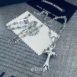 Chrome Hearts Necklace Classic Silver Cross pendant original box and bag