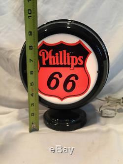 Collectible Man Cave Bar Phillips 66 Gasoline Gas Pump Globe Black & Orange Lamp