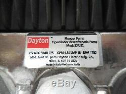 Dayton 3XU52 Plunger Pump 4000 PSI / 275 Bar, 4.8 GPM / 18 LMP, 1750 RPM