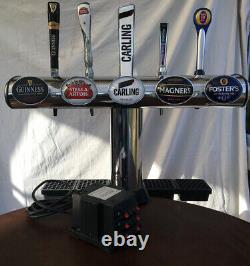Five 5 Product Hi Line TBar Beer Pump Chrome Light Up, Badges Drip Tray, Pub Bar