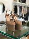 GUCCI Angel Nude Beige VE Leather Stacked T-Bar Mary Jane Platform Pumps 37/7