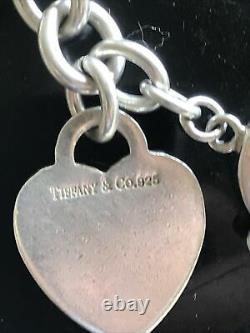Genuine Very Heavy Tiffany & Co. 925 Sterling Silver Plain Heart T Bar Necklace