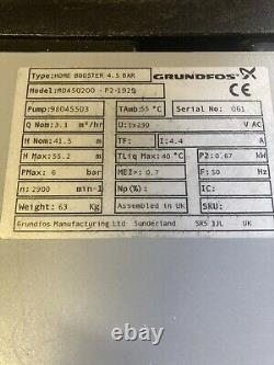 Grundfos Home Booster Pump PM2 4.5Bar 240v MD450200