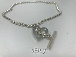 Gucci T Bar Sterling Silver Heart Necklace & Bracelet 100% Authentic
