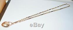 H/Made SOLID 9Kt ROSE GOLD 57Cm Puffed Heart Clasp Square Bar Link Necklace 28Gr