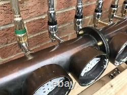 Industrial 8 Beer Taps Pumps Dark Copper Pipe Bridge Pub Bar Hotel Restaurant