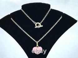 LINKS of LONDON Sterling Silver T-Bar Toggle Lariat Necklace & Pink Enamel Heart