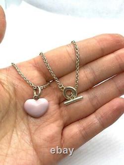 LINKS of LONDON Sterling Silver T-Bar Toggle Lariat Necklace & Pink Enamel Heart