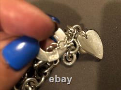 Ladies Genune TIFFANY & Co. Solid 925 Silver Double Heart Bracelet 8-5inch Used