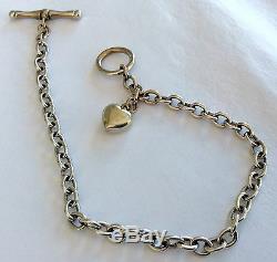 Ladies Vintage Solid 9ct Gold T Bar And Heart Bracelet