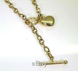 Lariat T-bar Puffy Heart 9ct Rose Gold Chain 17 Necklace