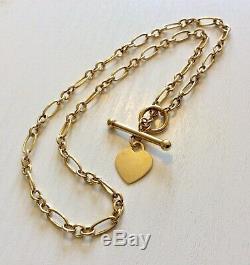 Lovely Ladies 9 Carat Gold Heart & T Bar Necklace 17 inch