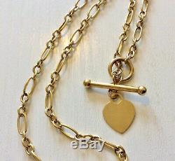Lovely Ladies 9 Carat Gold Heart & T Bar Necklace 17 inch