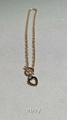Modern Design 9ct Yellow Gold Open Heart T-bar 16 Trace Chain Necklace B0846