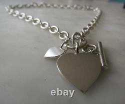 Necklace Sterling Silver 925 Double Heart & T Bar Necklace (3122H3J)