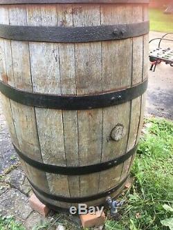 Old Oak Barrel And Vintage Water Pump Garden Feature, Bar Table